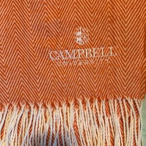 Campbell University Orange and white chevron pattern throw blanket, soft acrylic